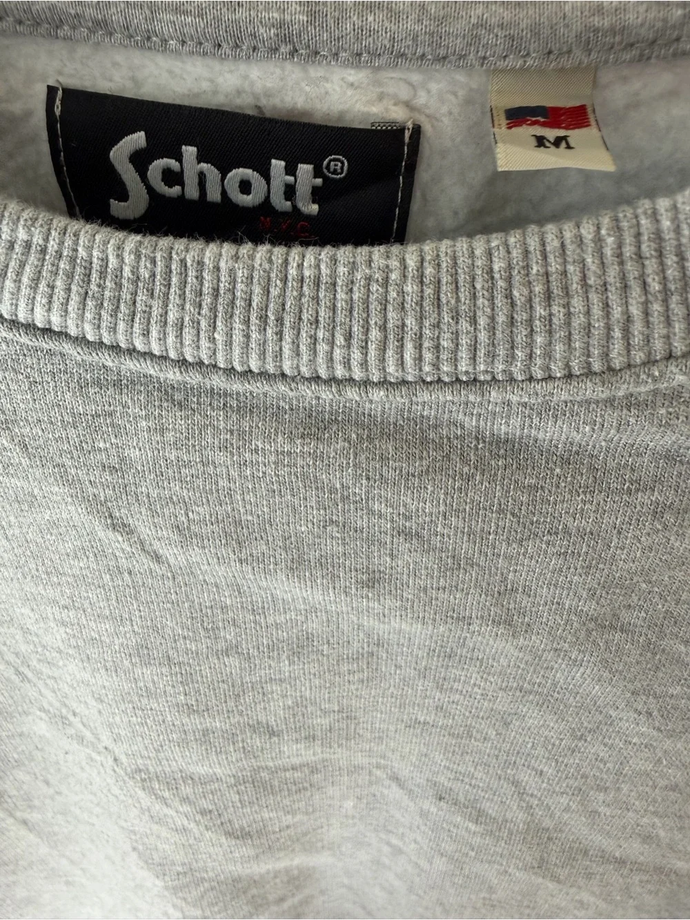 Schott NYC Light Gray Crewneck Sweatshirt - Men's